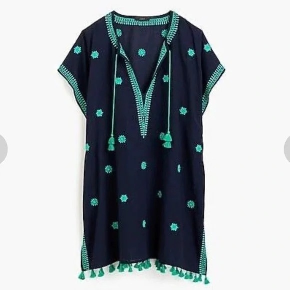 NWT J. Crew Embroidered Indian Cotton Tunic Dress Beach Cover (D4) - Picture 1 of 2